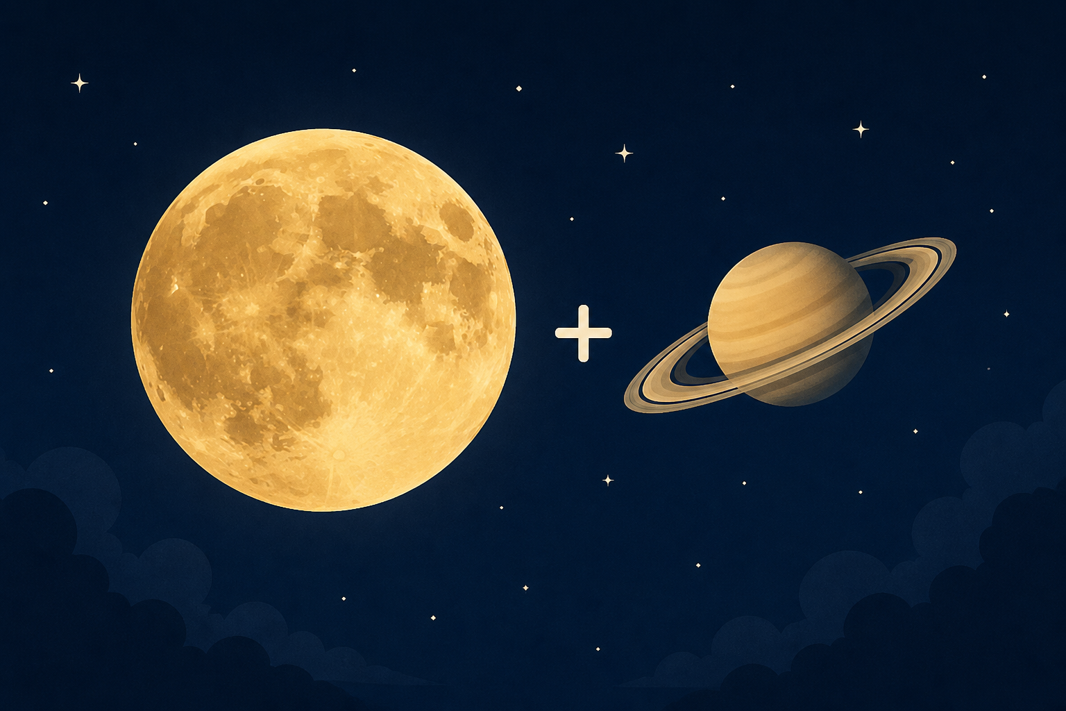 The harvest moon pairs up with Saturn for a 2-for-1 celestial display