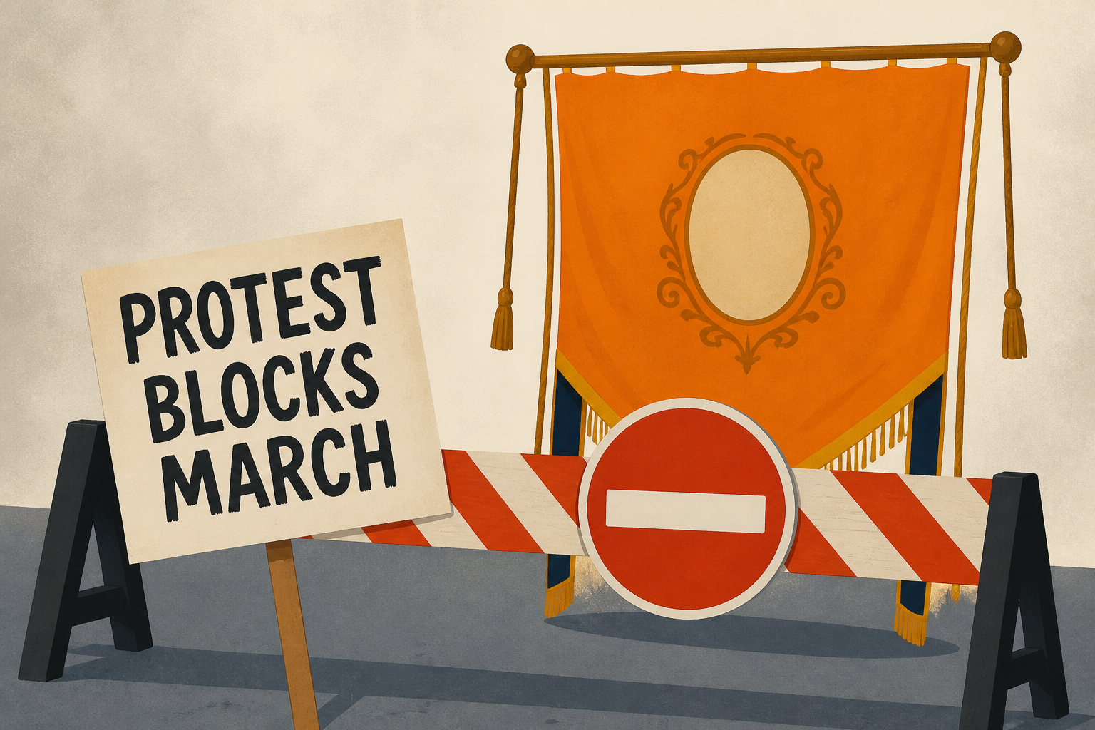 Northern Ireland protesters block Orange Order march in Portadown