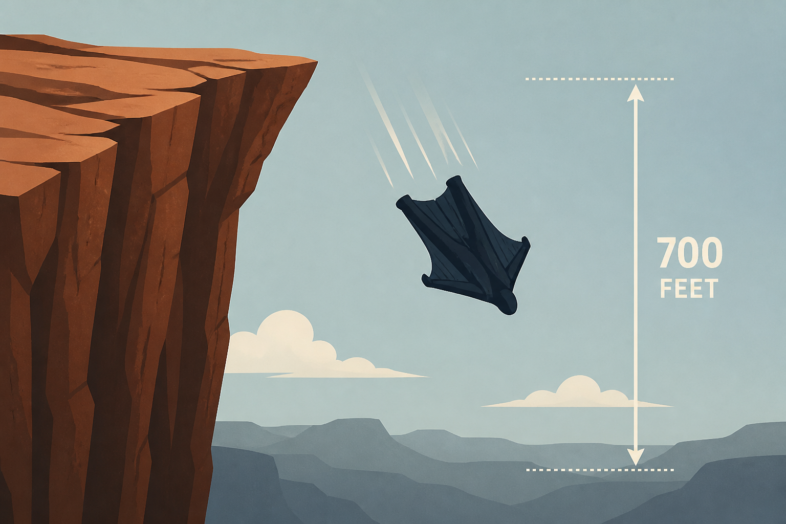 BASE jumper fatally plunges 700 feet after wingsuit failure in Utah