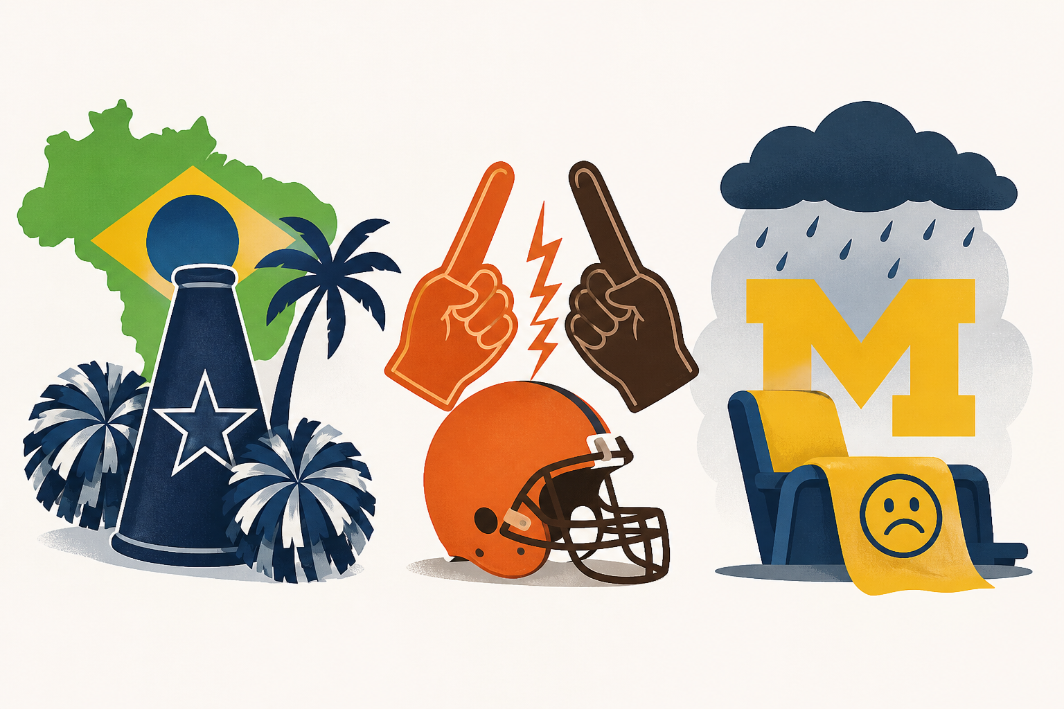Dallas Cowboys cheerleaders have fun in Brazil despite crushing defeat, Browns fans fight & sad Michigan fans
