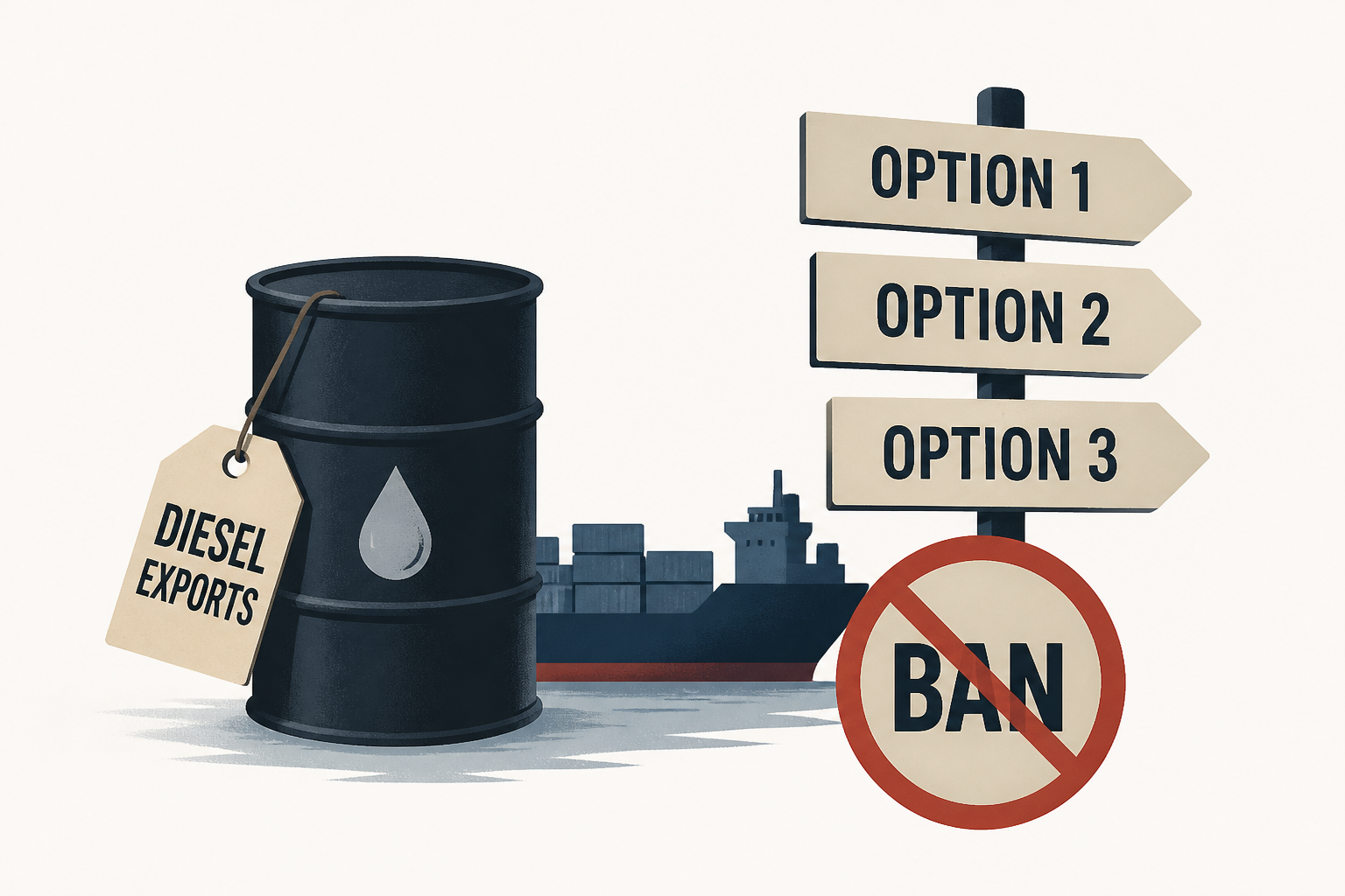 Trump sounds less than sold on a diesel export embargo as his team weighs 3 options short of a ban