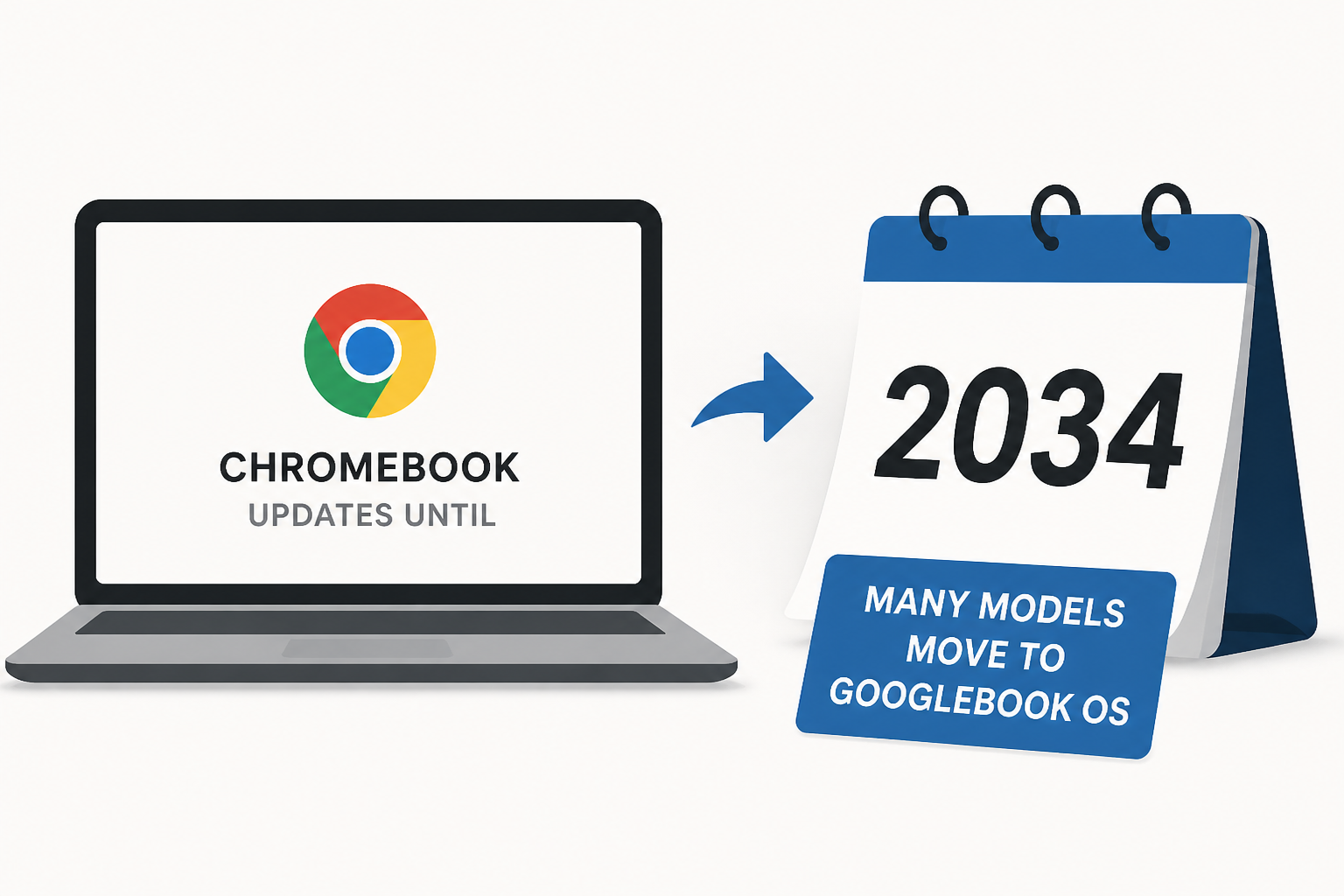 Google says Chromebook updates end in 2034, 'many' models move to Googlebook OS