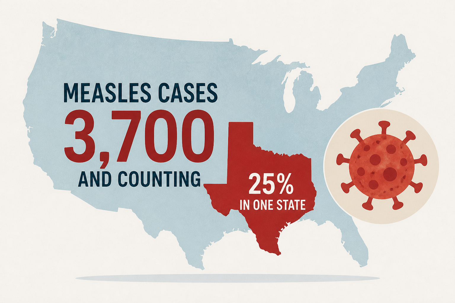 The number of measles cases in the US nears 3,700 - with a quarter in one state