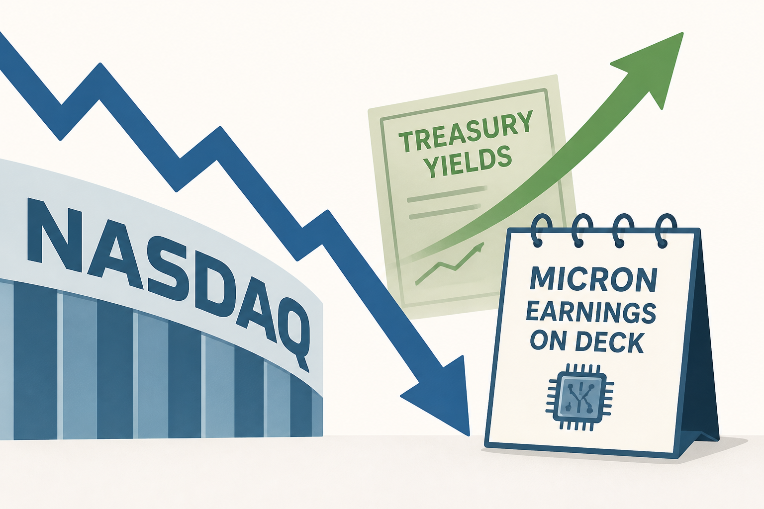 Nasdaq Slides As Treasury Yields Pop; Micron Earnings On Deck