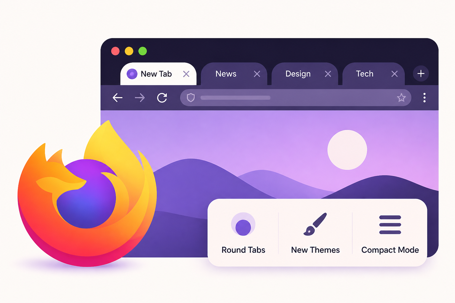 Firefox just got a redesign with round tabs, new themes, and Compact Mode