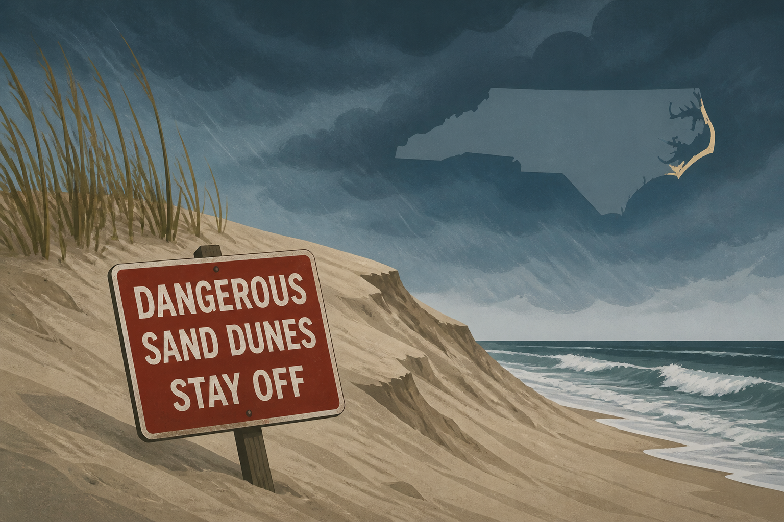 Storm turns Outer Banks sand dunes dangerous, NC county says