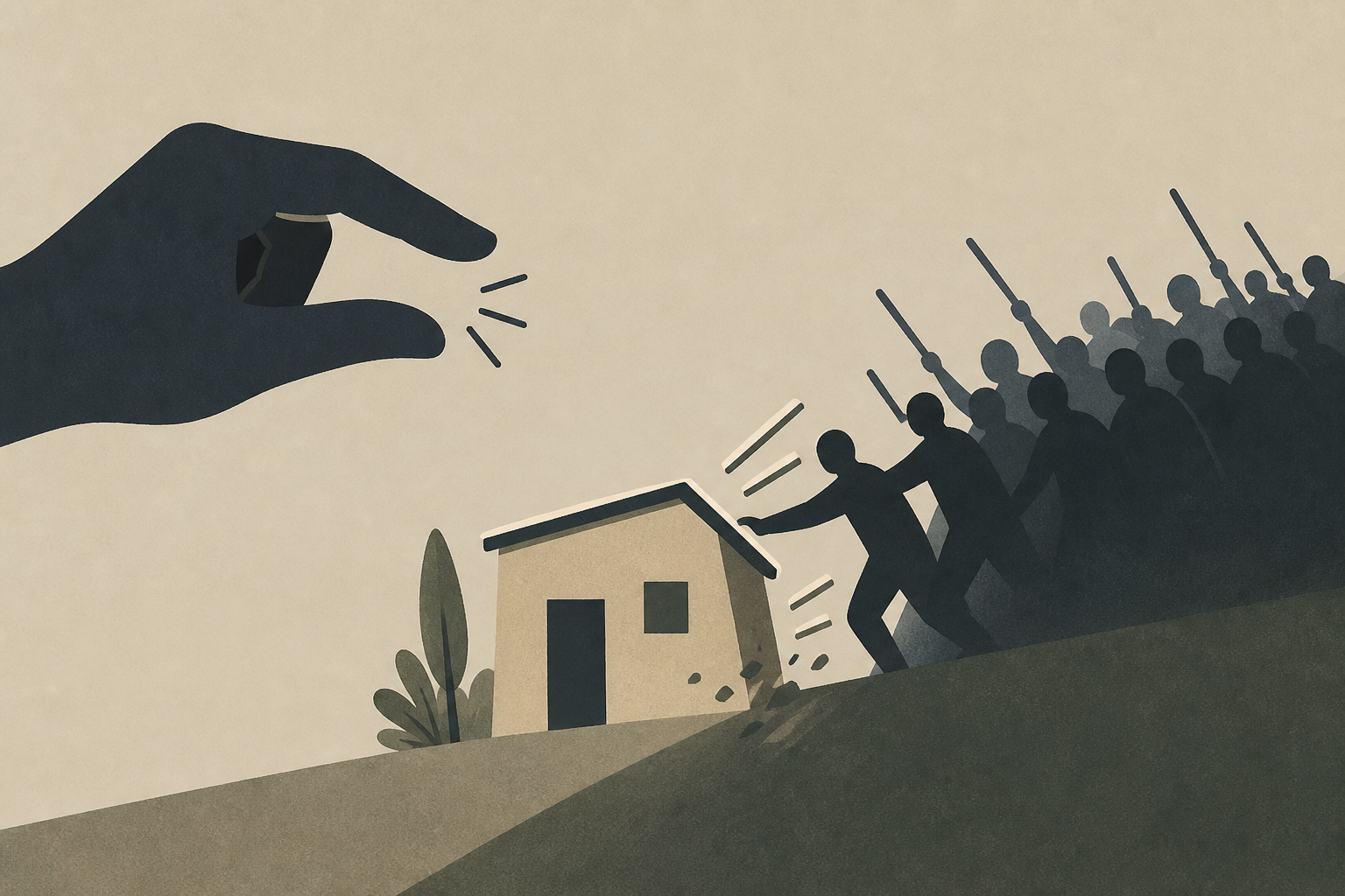 100 Israeli settlers drove a Palestinian family from home again. Netanyahu blamed a ‘handful of rioters’