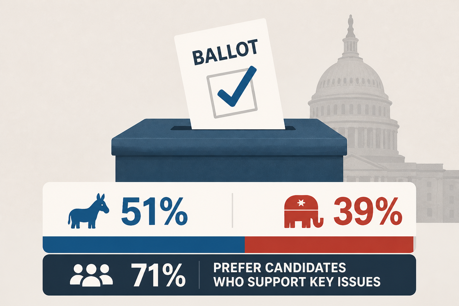 9/29/26 - Generic Ballot For Control Of U.S. House: Dems 51%, GOP 39%, Dem Party Ahead On Key Issues, Boosted By Independents, Quinnipiac University National Poll Finds; 71% Prefer Candidates Who Supp