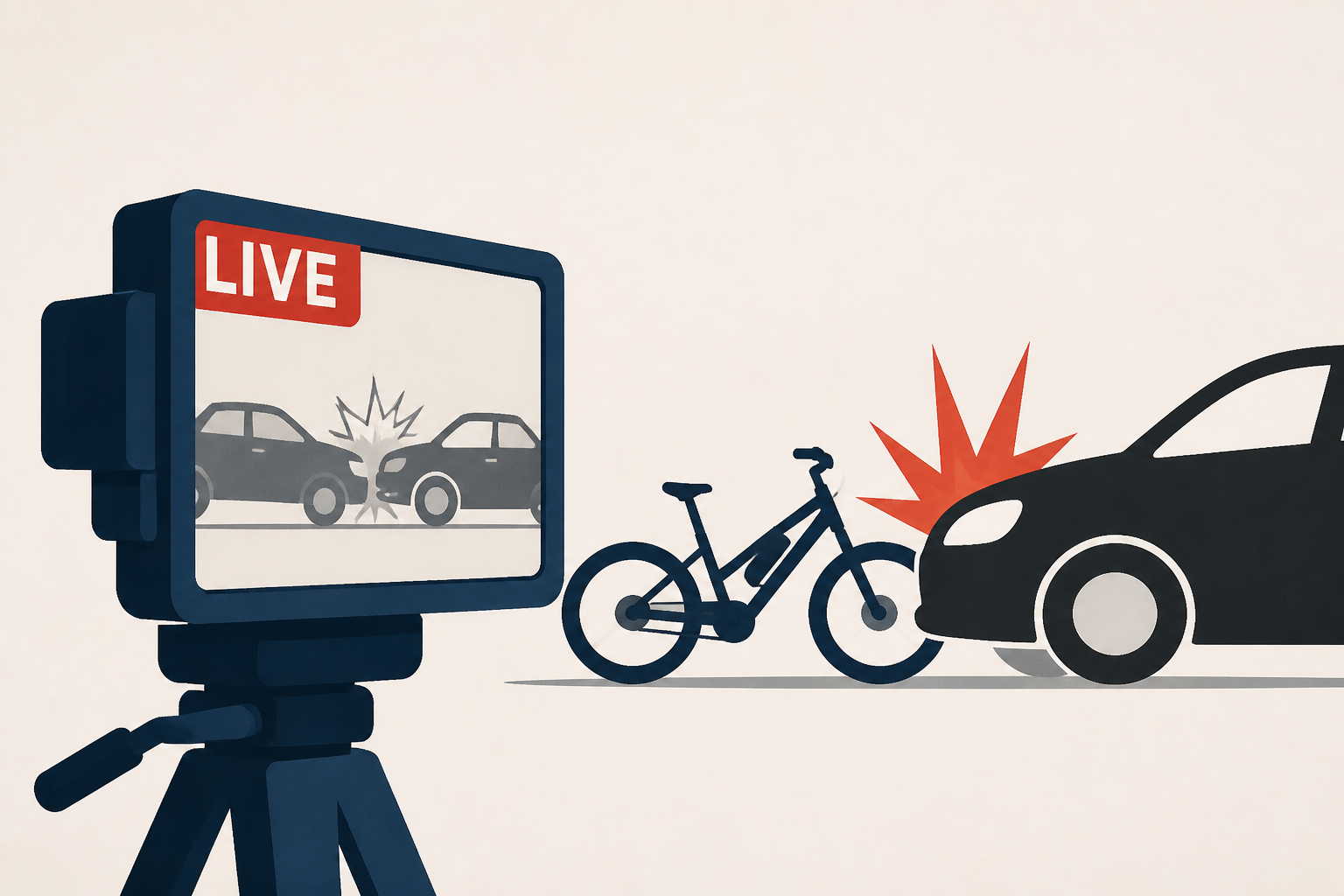 Teen e-bike rider struck by driver during live news broadcast of another crash