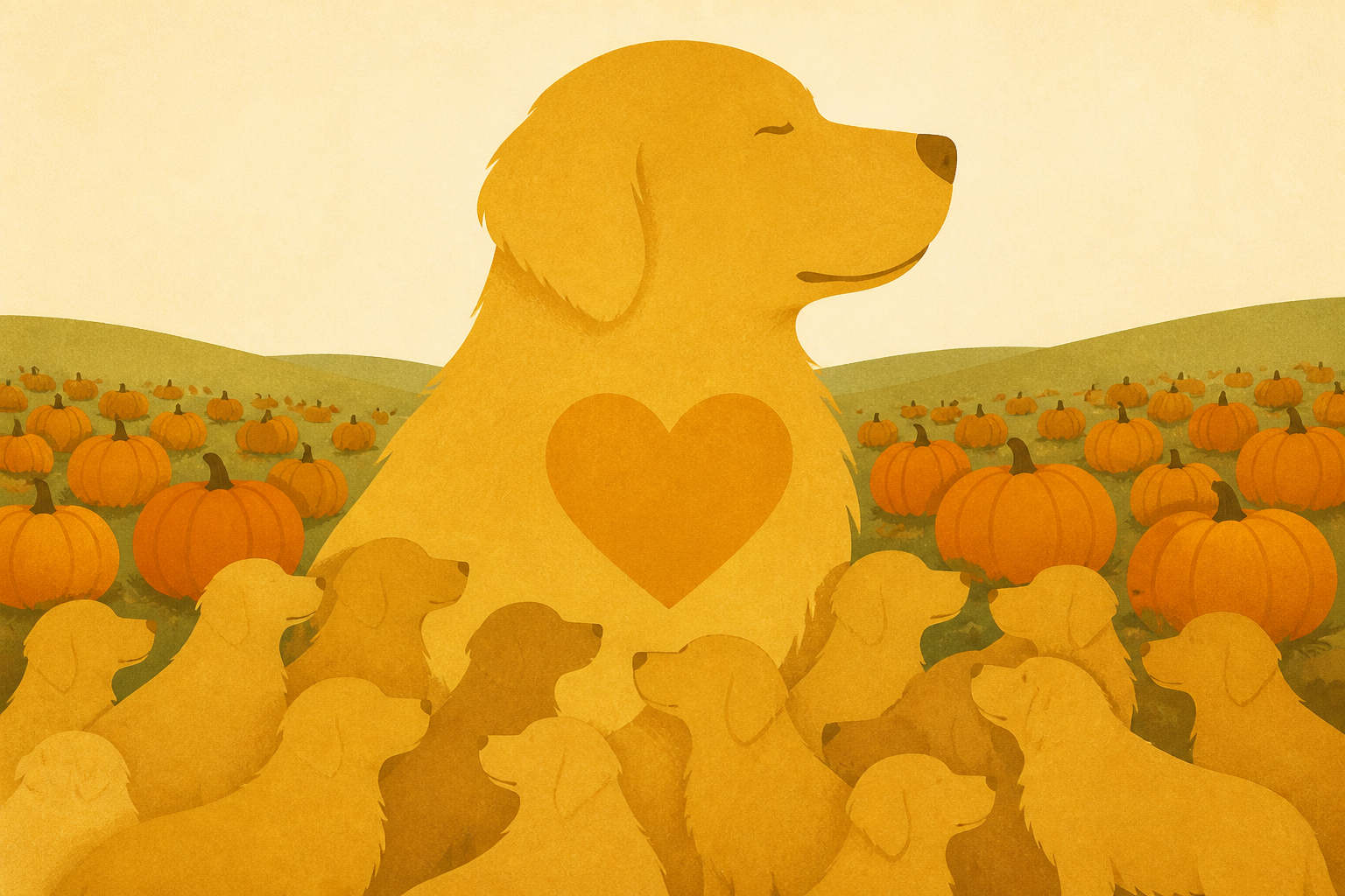 A sea of golden retrievers, a field of pumpkins and one very huggable legacy