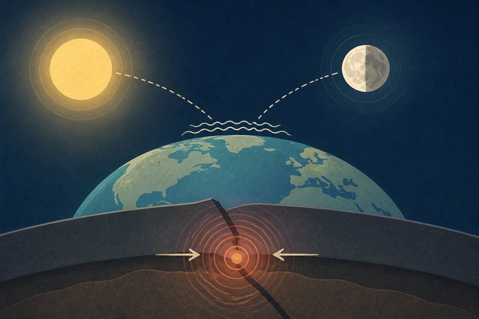 How the moon and sun may trigger slow earthquakes on Earth