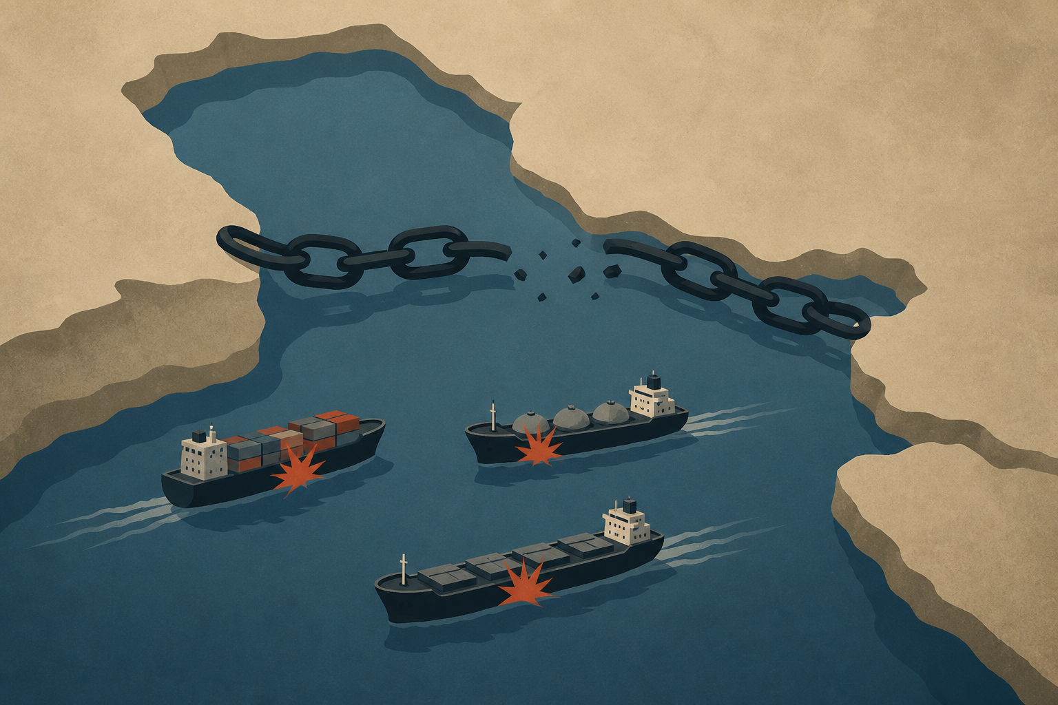 Three Vessels Struck in Strait of Hormuz as Iran’s Grip Loosens