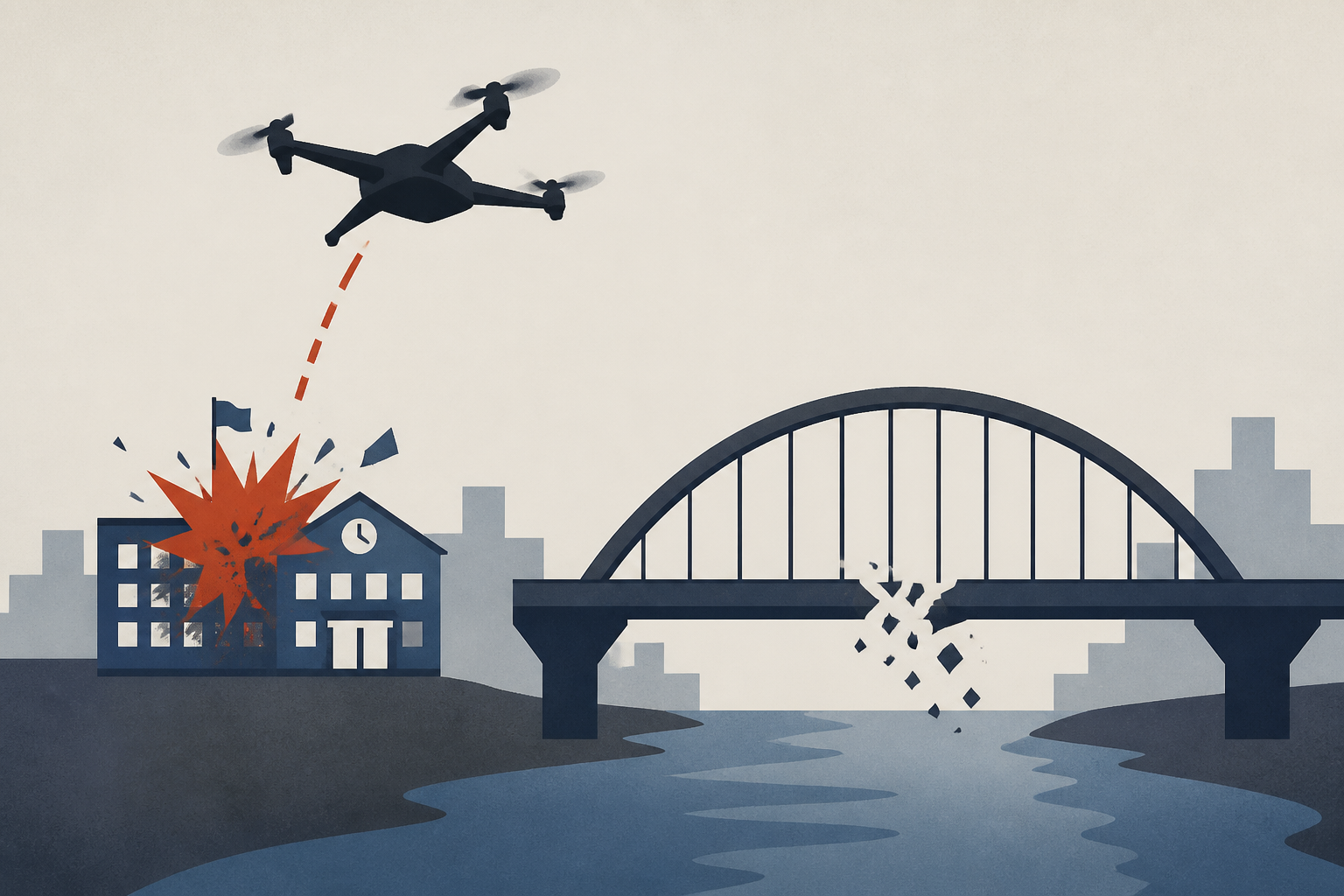Russian drones strike Kyiv school, key bridge linking eastern, western banks of city