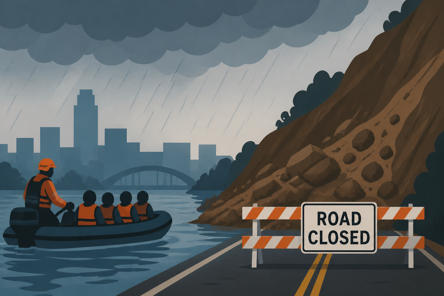 ‘A 100-year event’: Dozens rescued from record flooding in Omaha; mudslides close roads