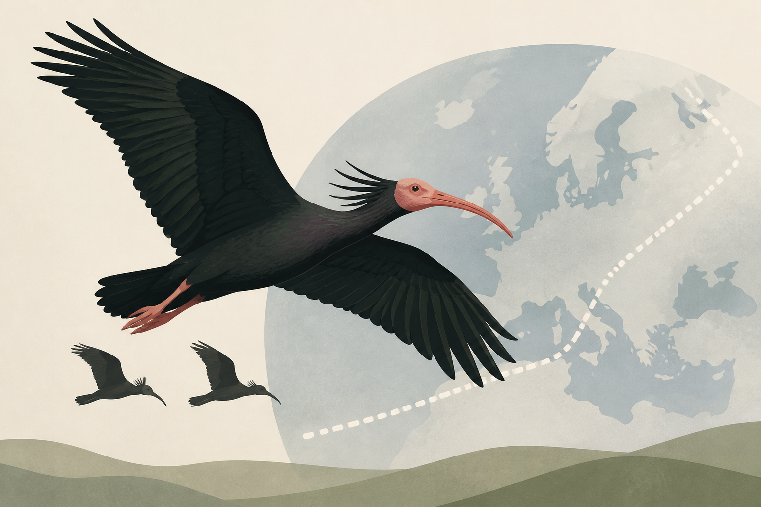 Rare northern bald ibises take flight in human-led European migration project
