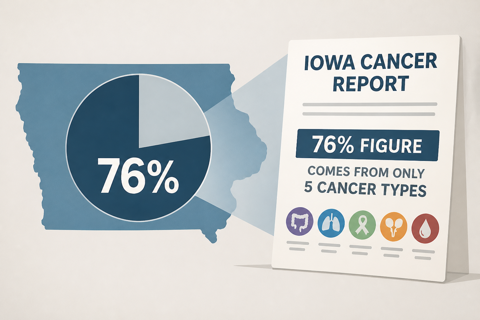 Iowa cancer report's 76% figure comes from only 5 cancer types