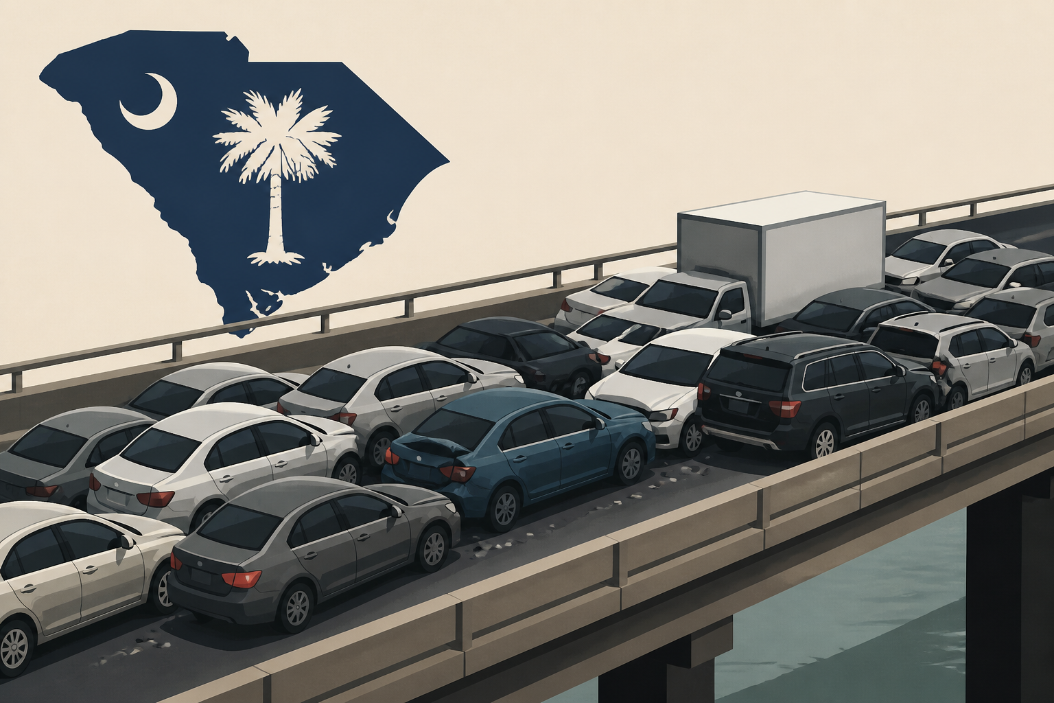 69-car pileup leaves multiple hurt on bridge in South Carolina
