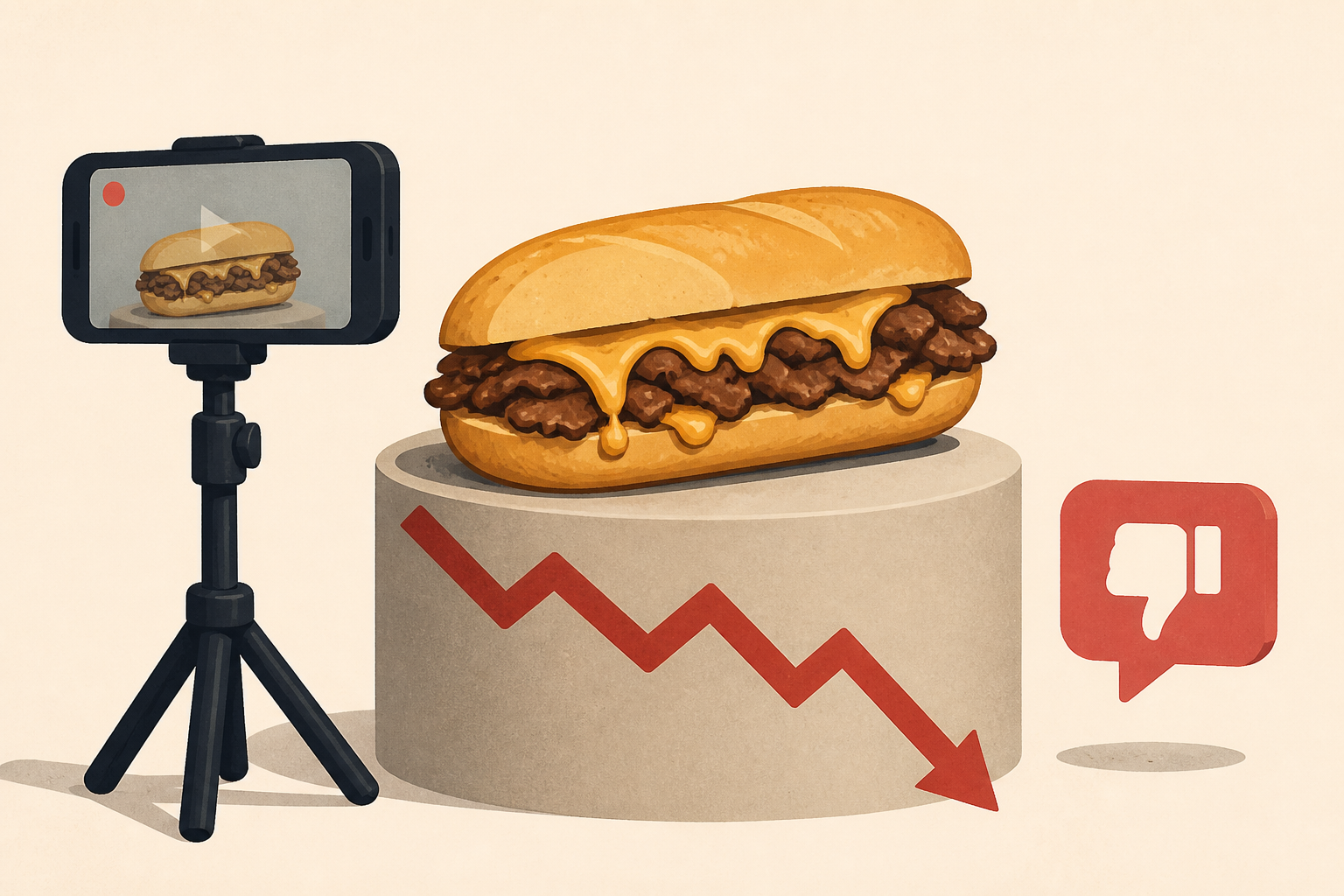 Content Creator's Cheesesteak Stunt Goes Poorly
