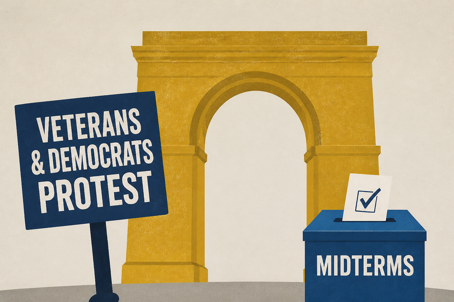 Veterans, Democrats protest Trump's arch as midterms near : NPR