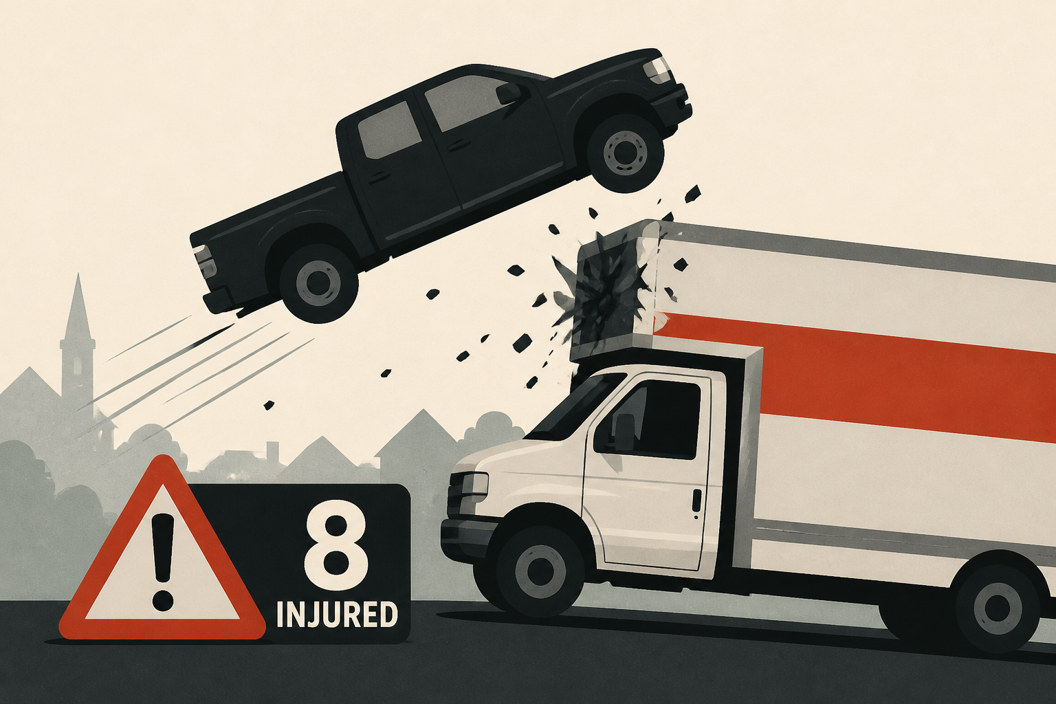 1 killed as pickup goes airborne, slams into U-Haul in Havertown crash: 8 injured