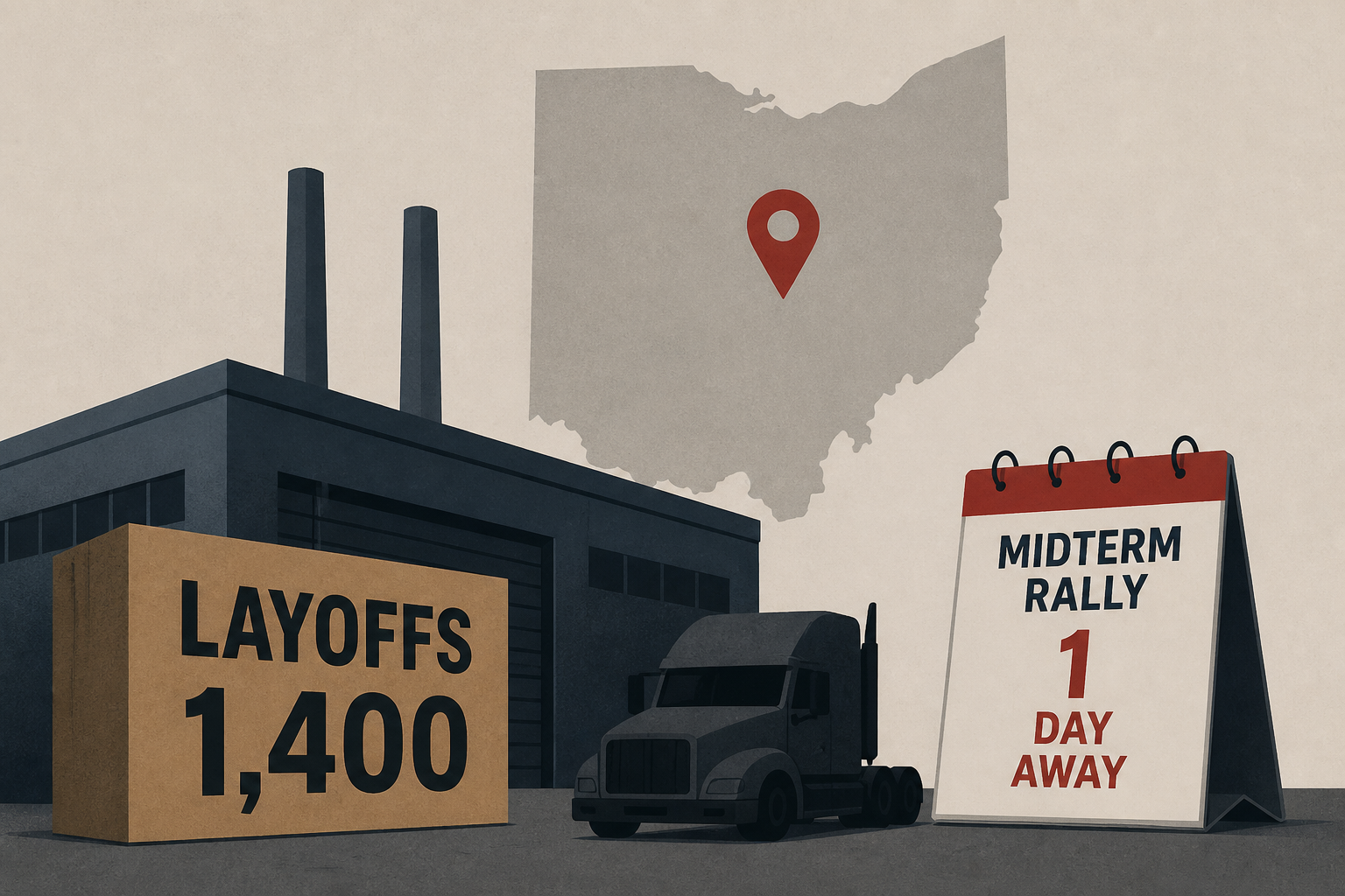 Ohio truck factory lays off 1,400 days before Trump midterm rally in the area