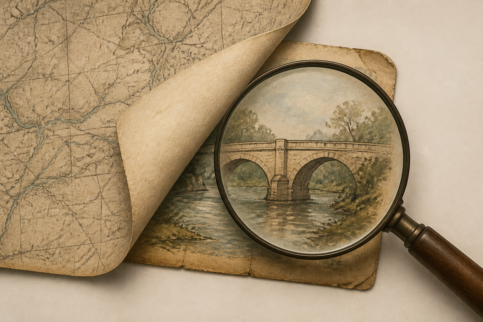 Painting of Dryburgh bridge found on back of map after 150 years