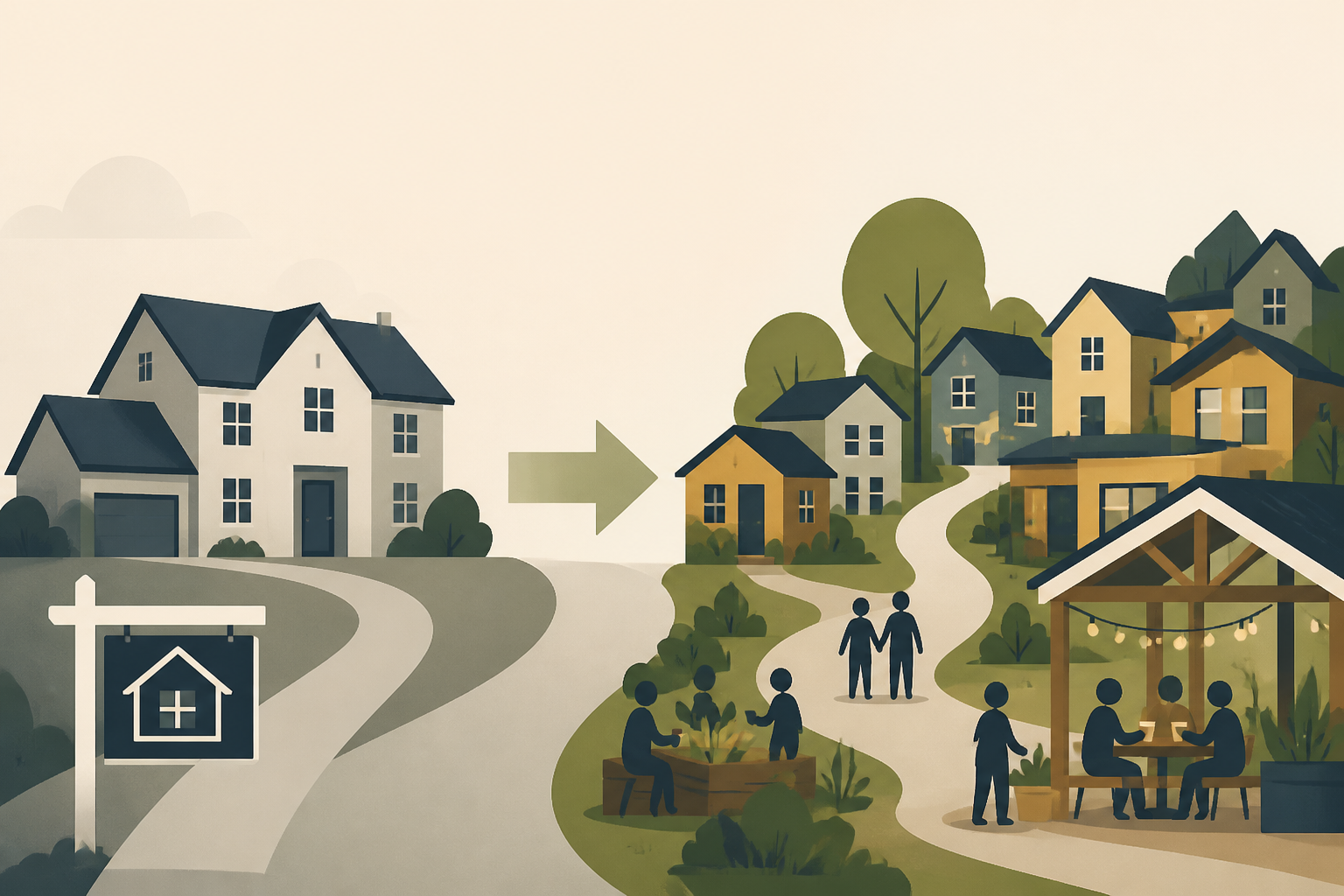 In New Kind of Suburb, Folks Trade Big Homes for Interaction