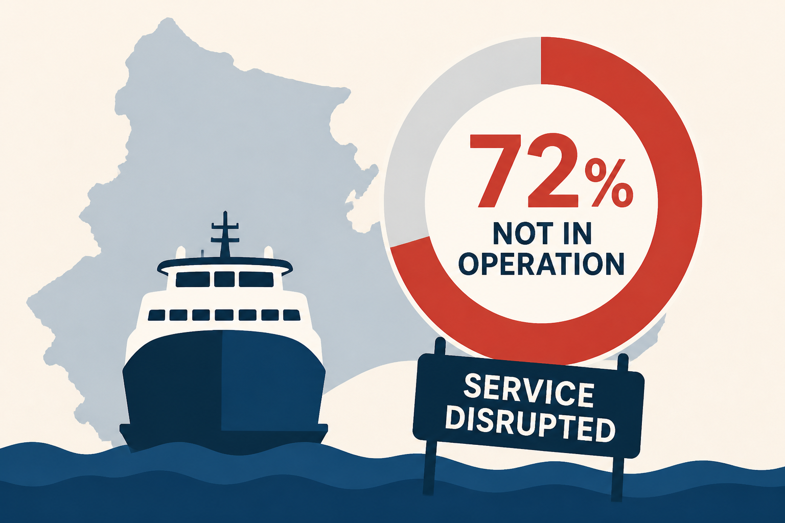 Crew call-outs cause major disruptions to state ferry service, 72% not in operation