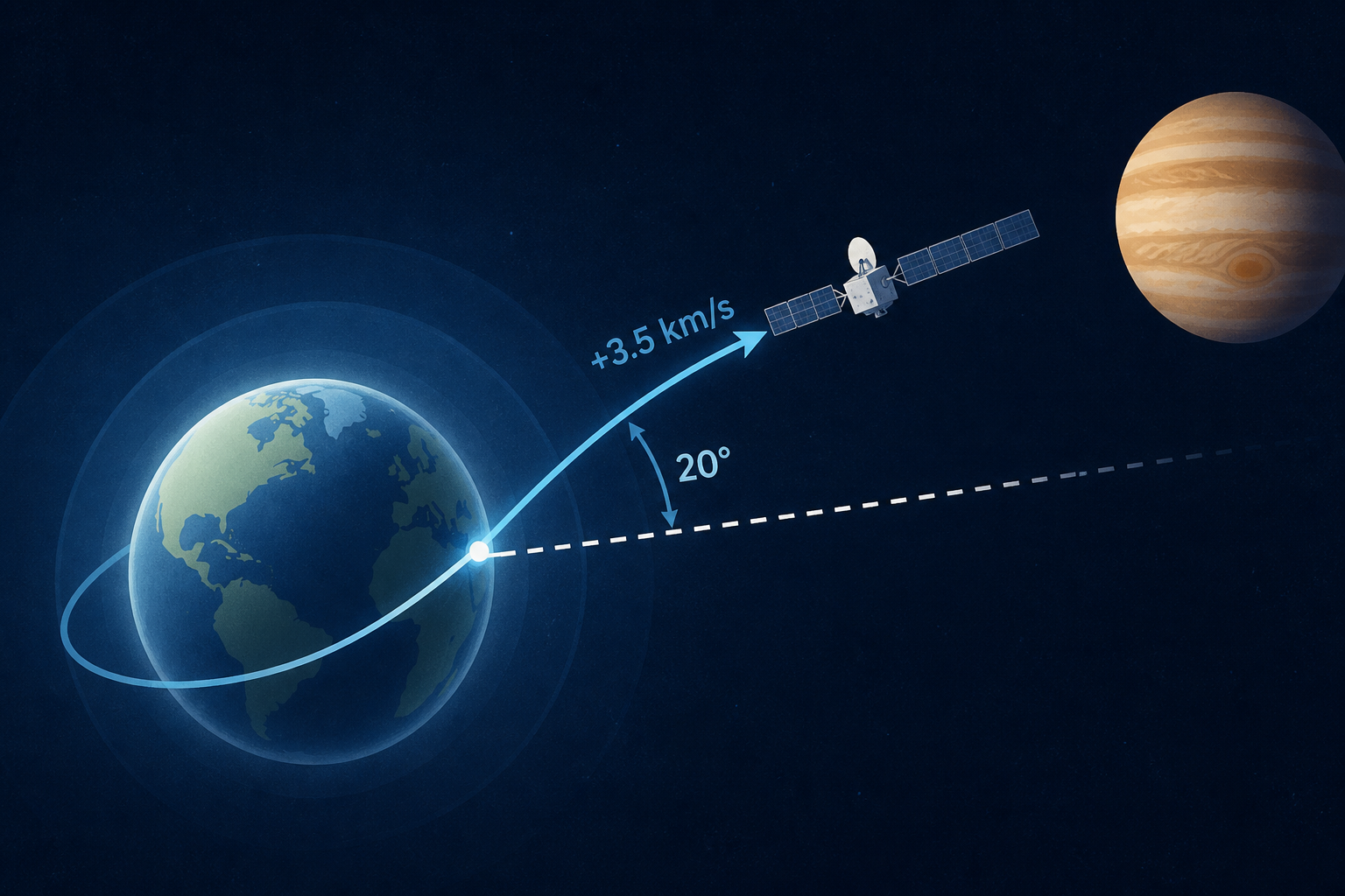 ESA's Jupiter-bound spacecraft changed direction by 20 degrees and gained 3.5 km/s in speed using Earth’s gravity; ESA’s Juice spacecraft needed no major engine burn for the boost