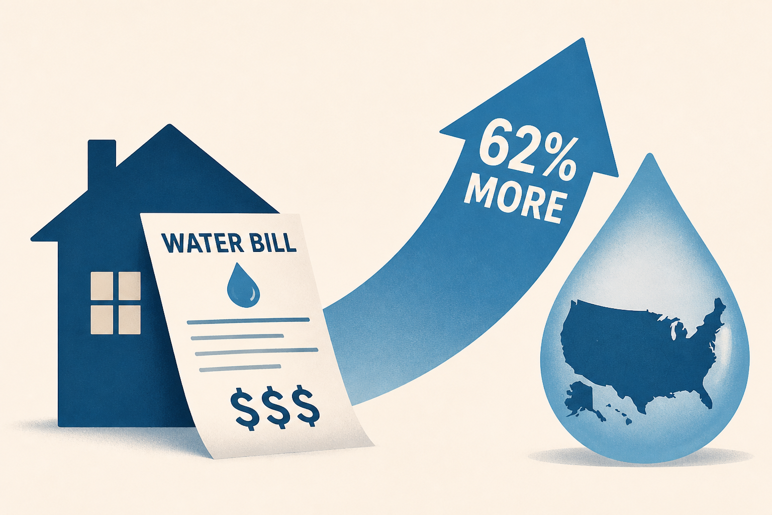 US households pay 62% more for water than they did a decade ago, study finds