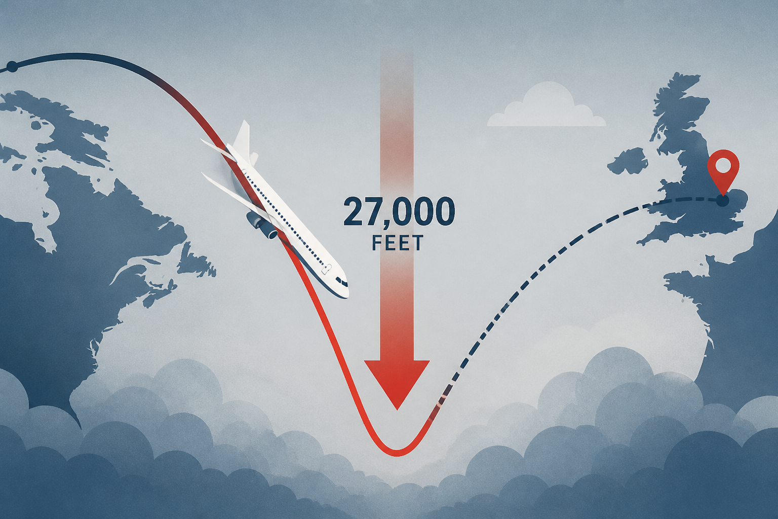 A transatlantic flight plunged 27,000 feet and returned to London