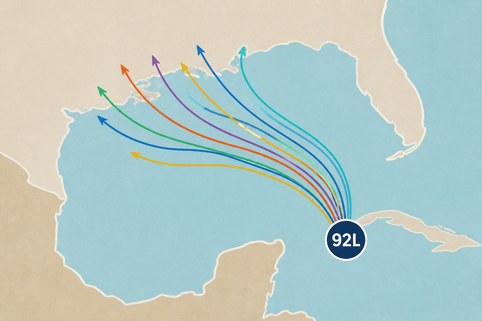 See spaghetti models for Invest 92L in the Gulf