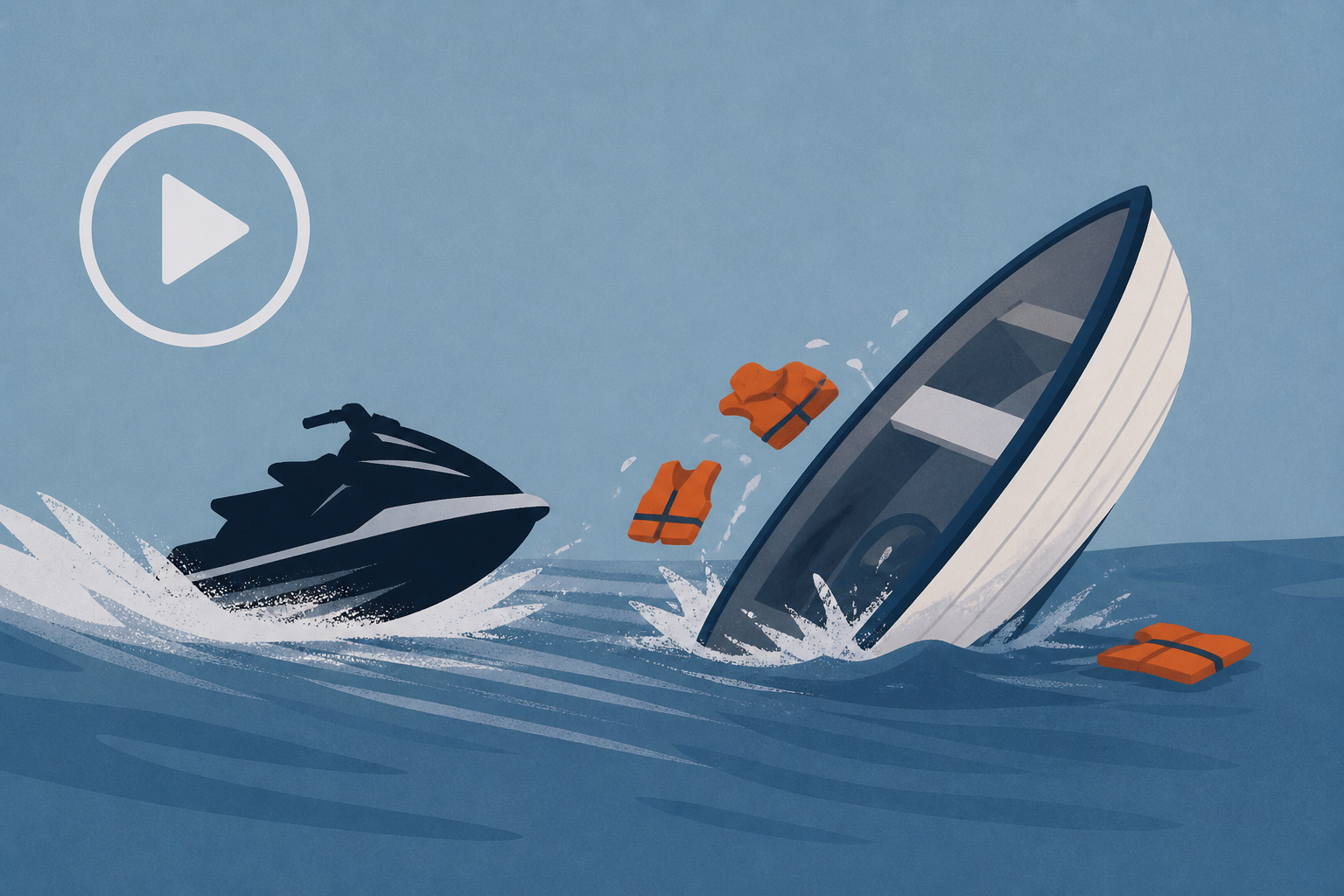 Shocking video shows teens on jet skis capsizing small boat with children aboard