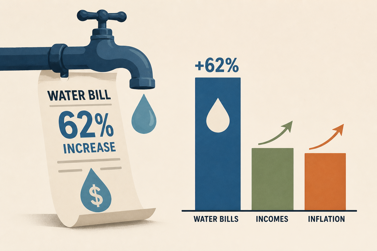 Report: 62% Spike in Water Bills Outpaces Incomes, Inflation