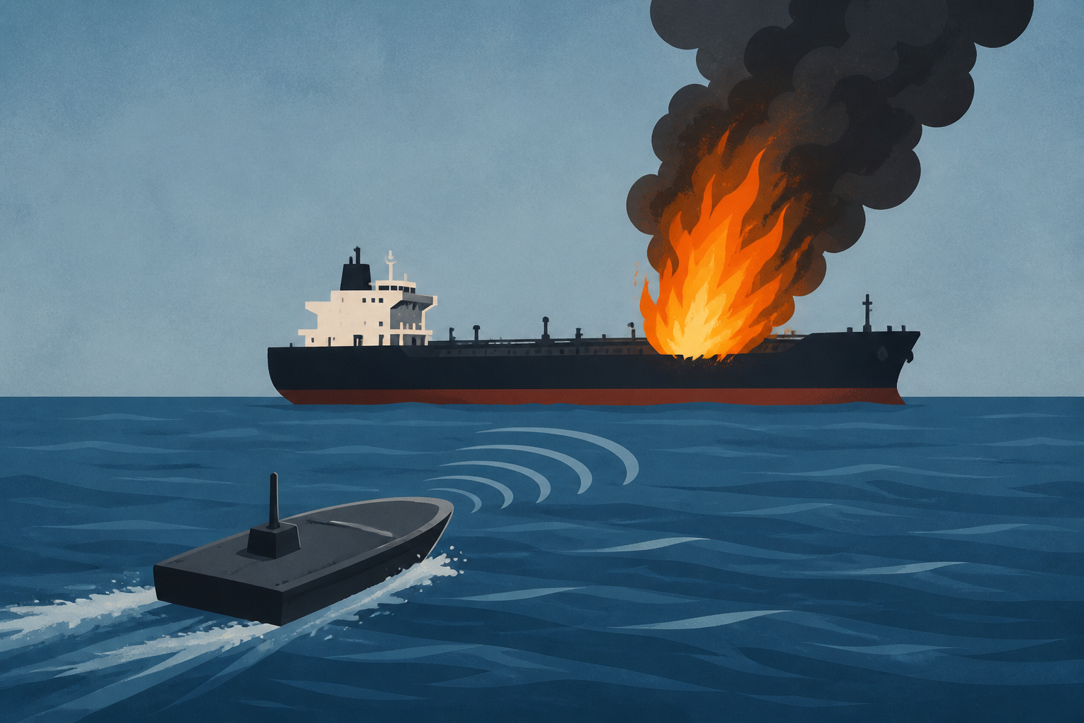 Flames Rise From Tanker Off Sochi After Possible Sea Drone Impact, Video