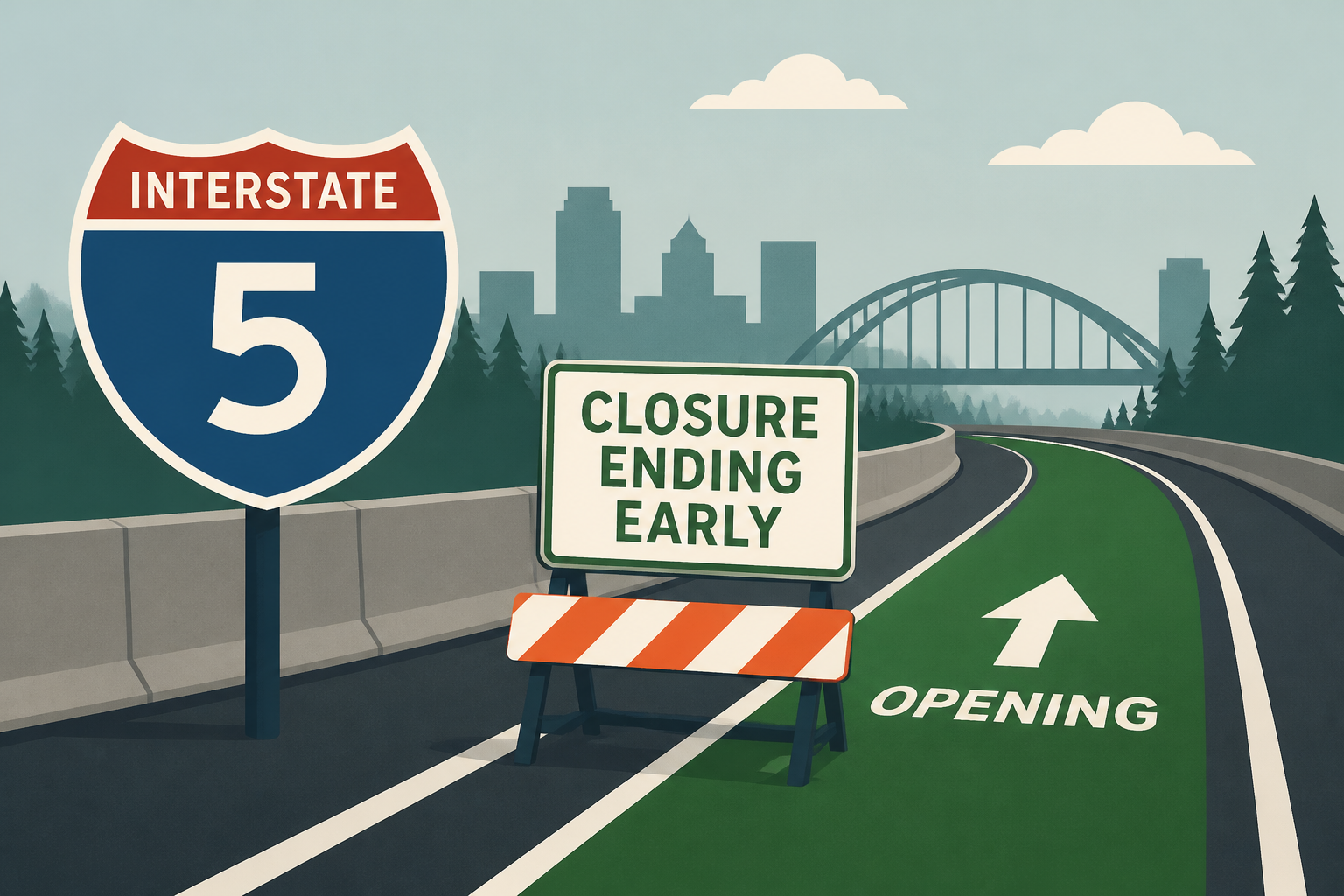 Portland’s I-5 closure ending early, lane opening begins Wednesday night