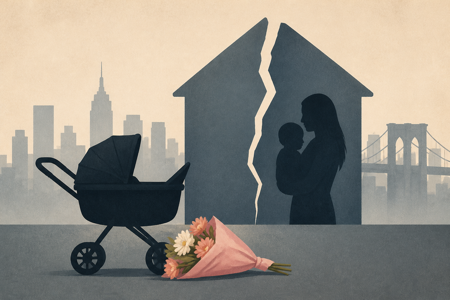 Dad wanted for fatal push of NYC mom, baby had brought flowers to reconcile over domestic violence