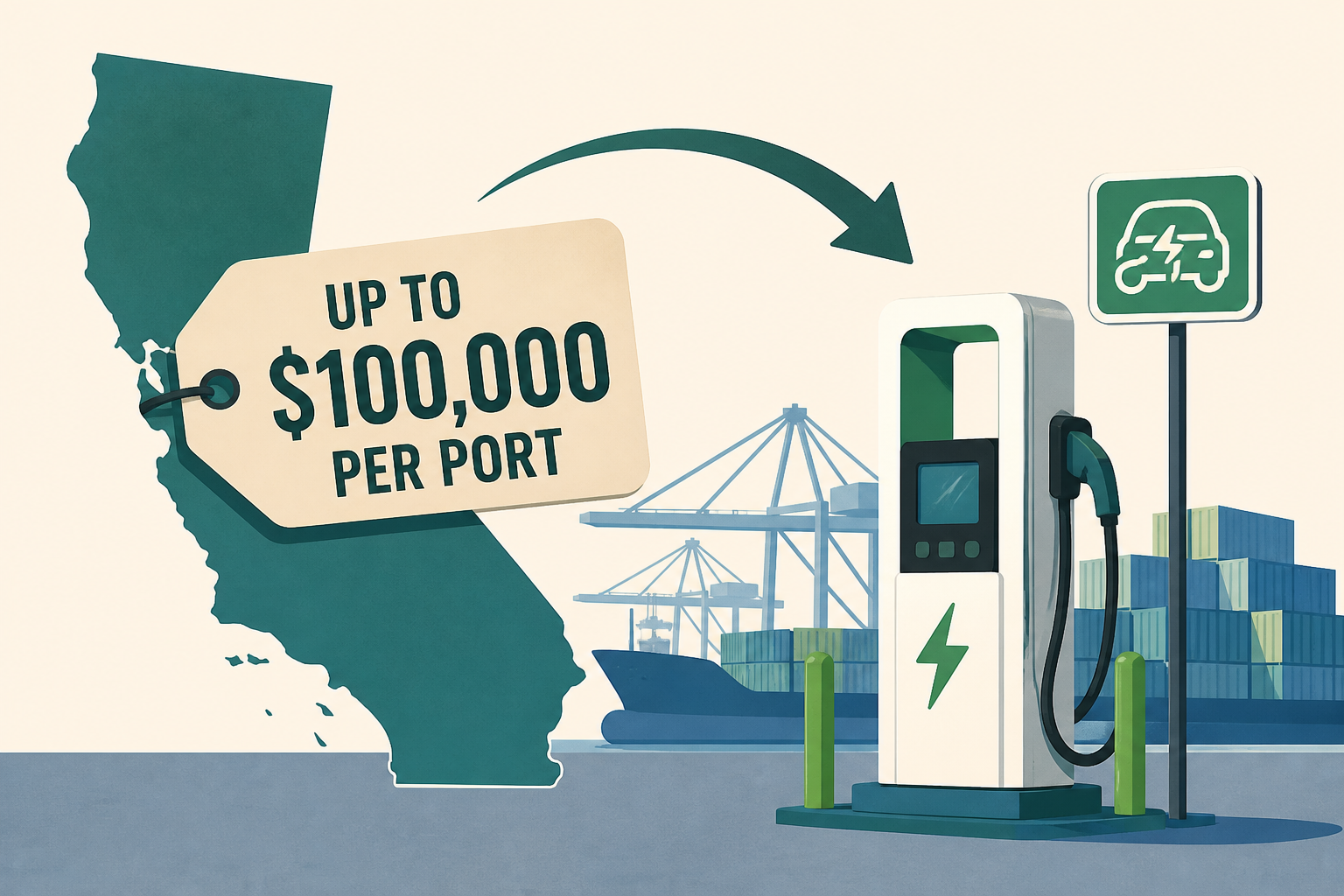 California offers up to $100,000 per port for EV fast chargers