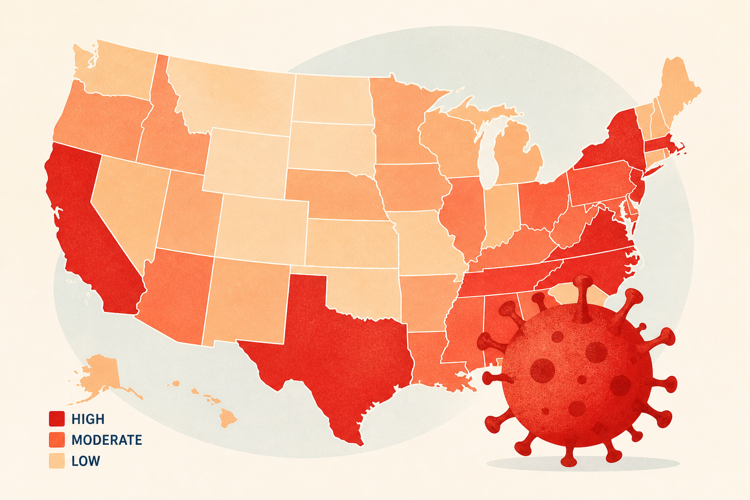 A highly infectious disease is spreading. See in which US states