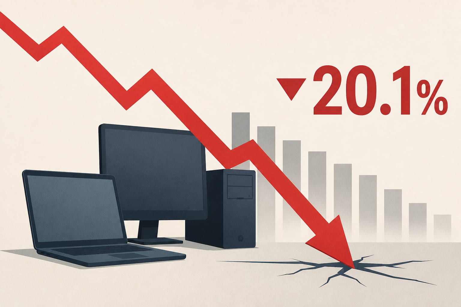PC shipments fall 20.1 percent in “sharpest decline” since Q1 2023