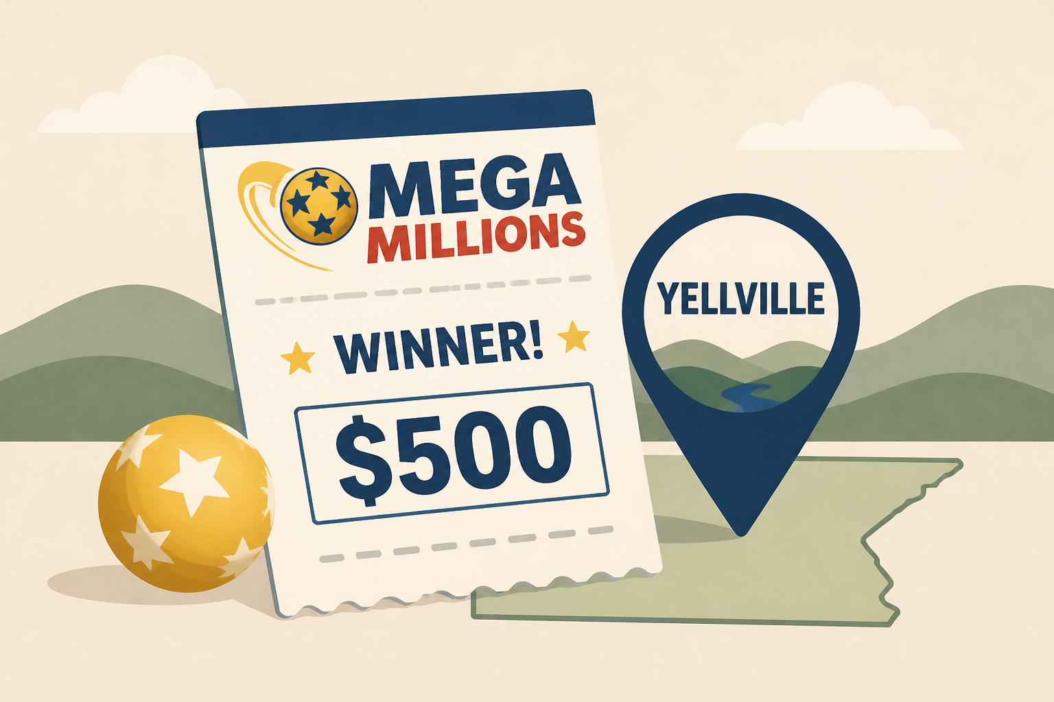 $500 winning Mega Millions ticket sold in Yellville