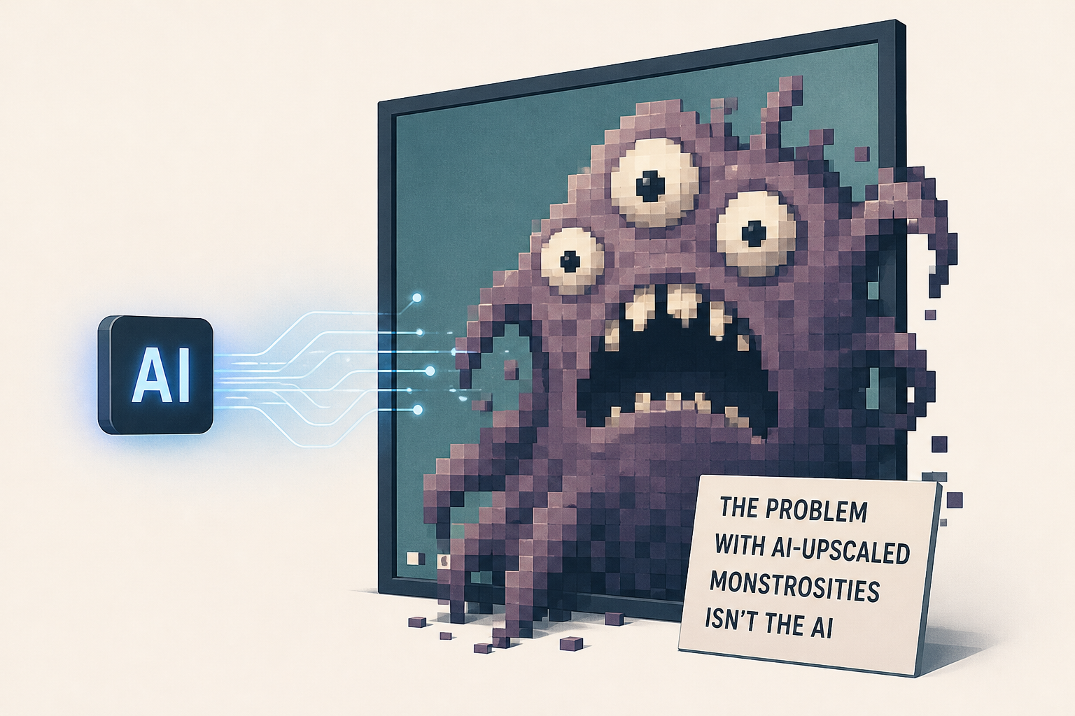 The problem with AI-upscaled monstrosities isn't the AI