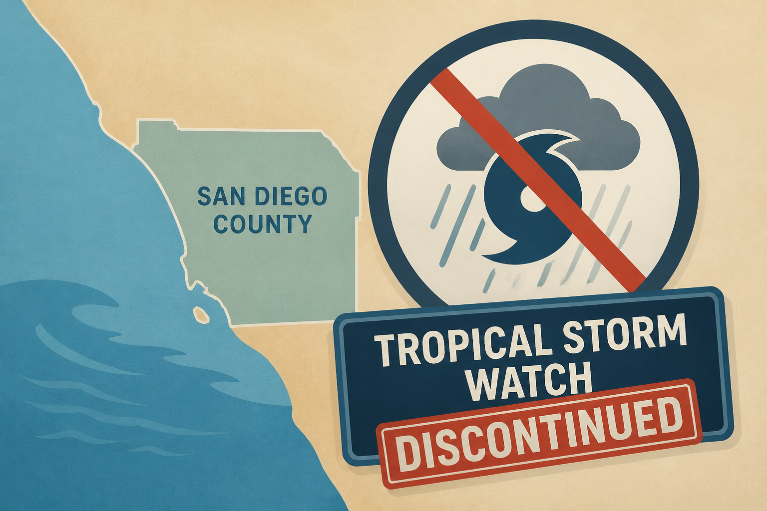 Discontinued Tropical Storm Watch for San Diego County