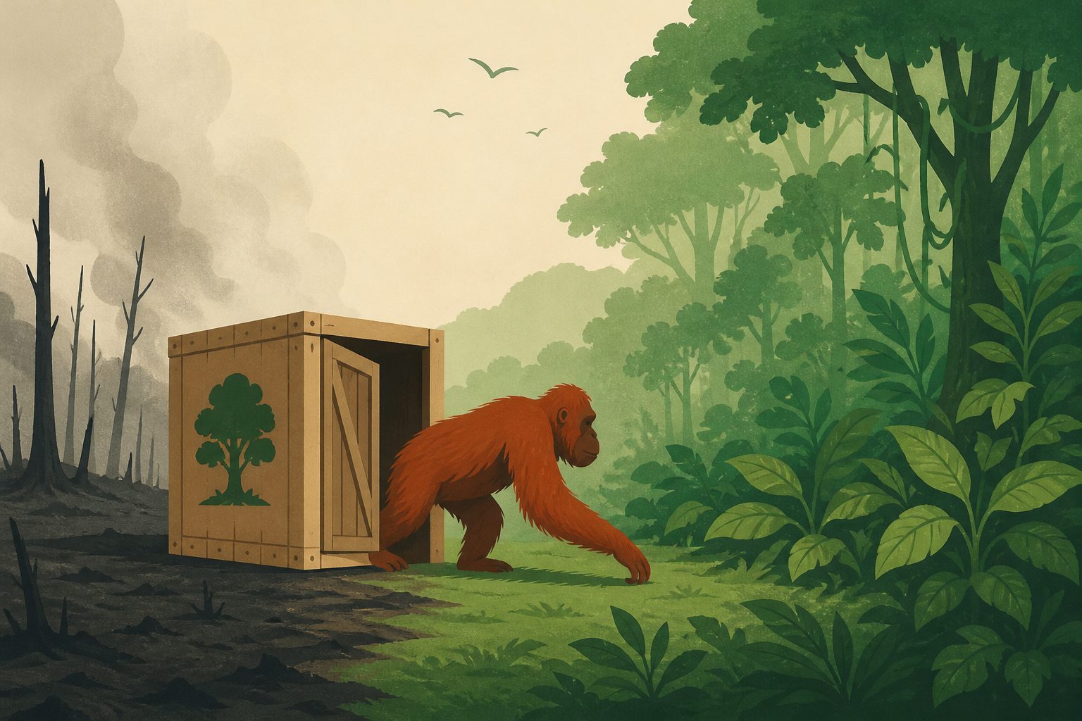 Orangutans released back into Borneo forest after devastating fires