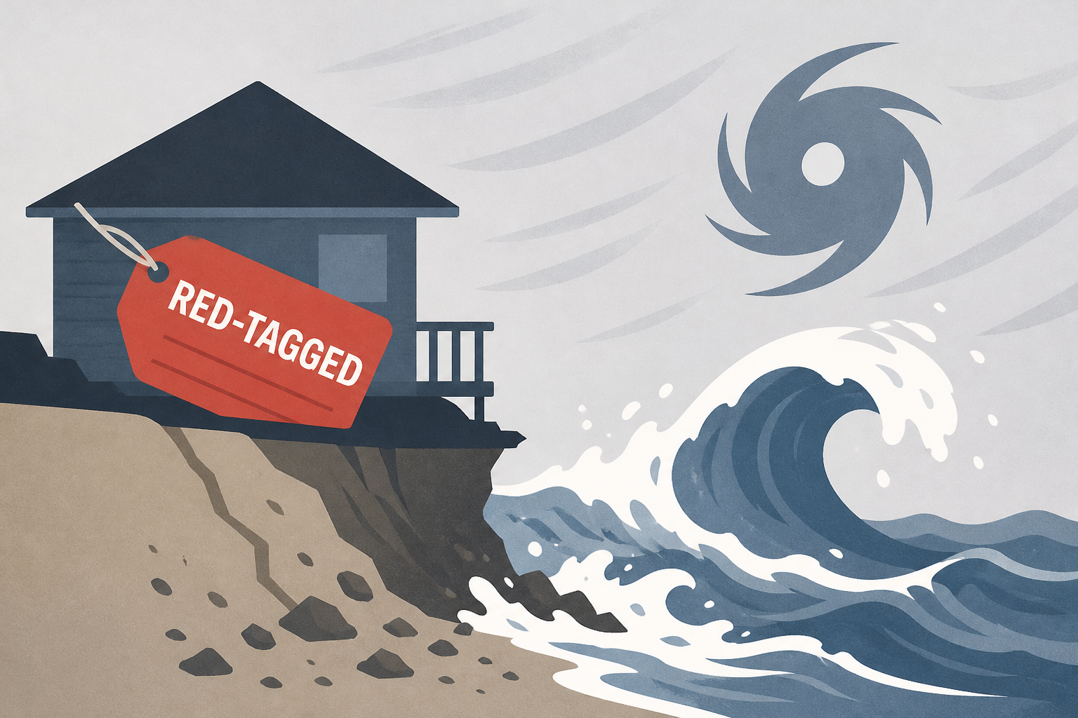 Long Beach homes red-tagged as high surf from Tropical Storm Rachel damages shoreline