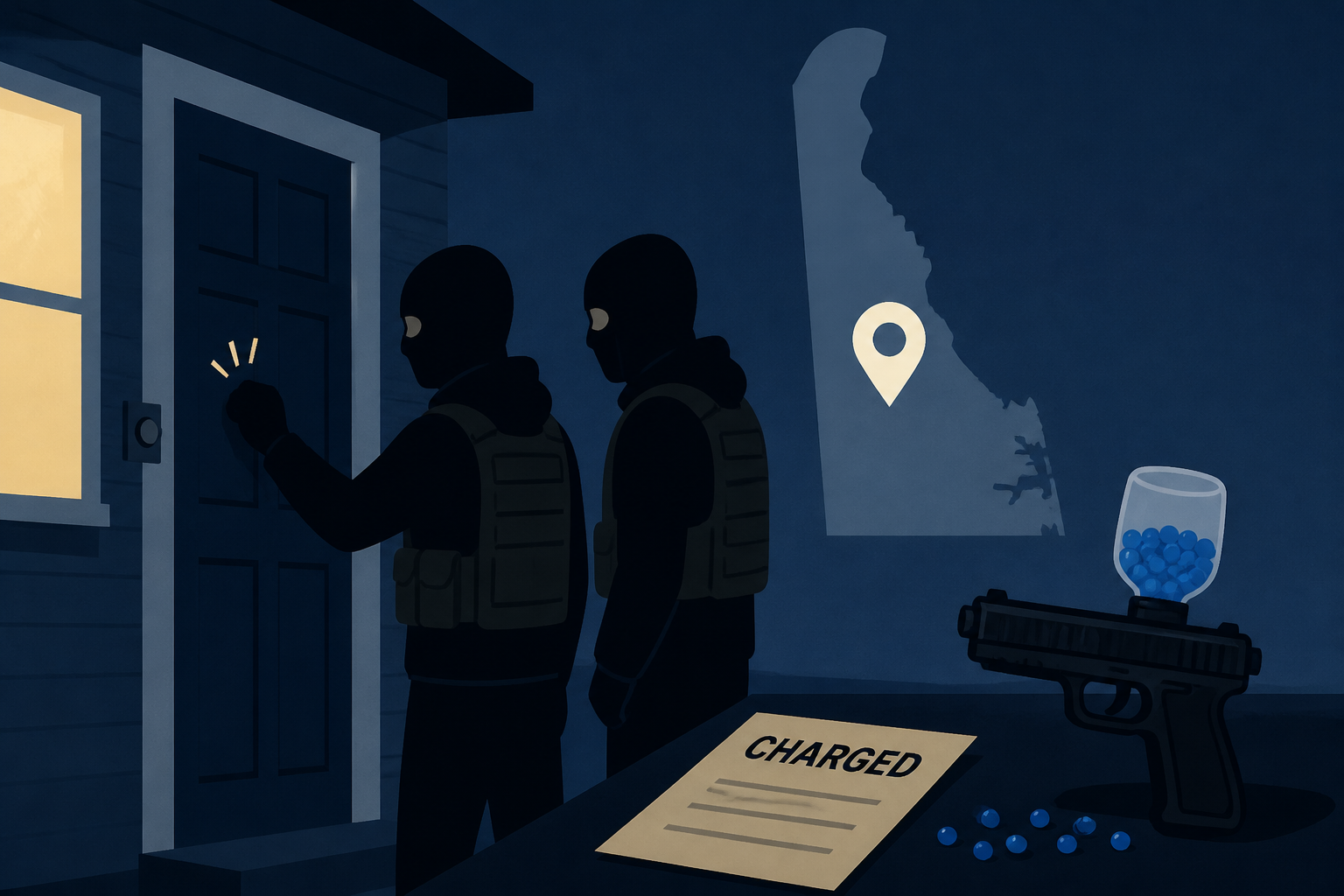 2 masked teens who knocked on doors of Delaware homes with tactical vests, gel bead gun charged, police say