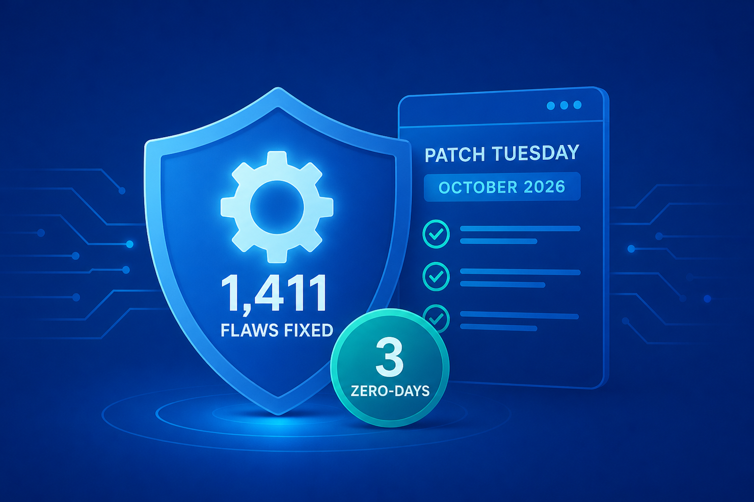 Microsoft October 2026 Patch Tuesday fixes 1,411 flaws, 3 zero-days