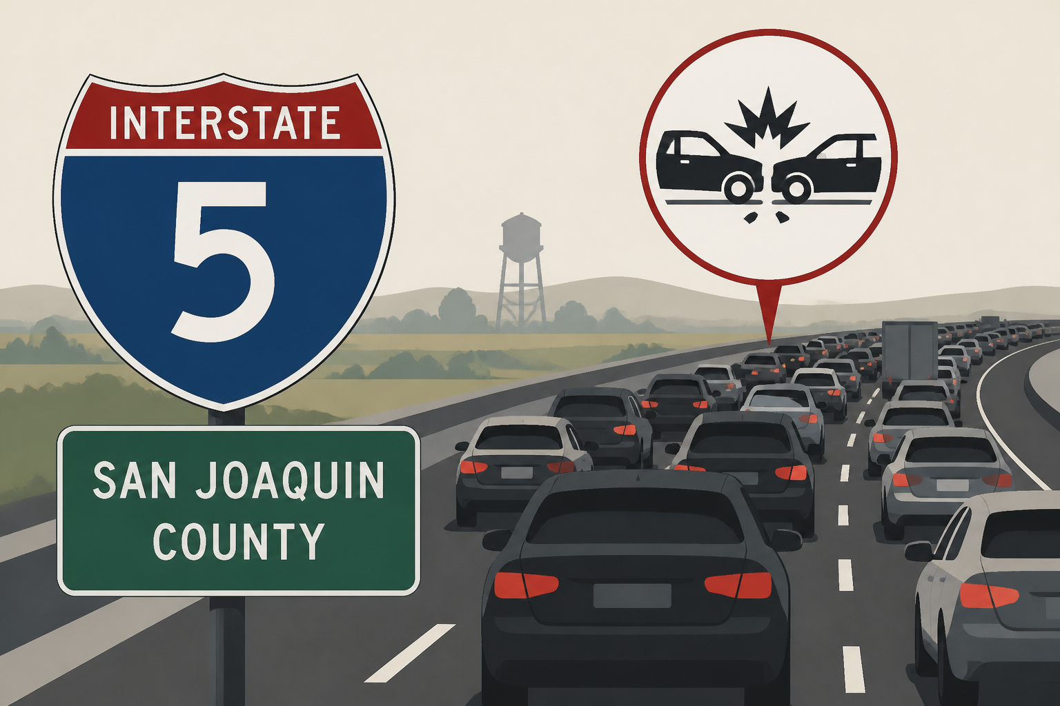 I-5 traffic in San Joaquin County snarled due to crash