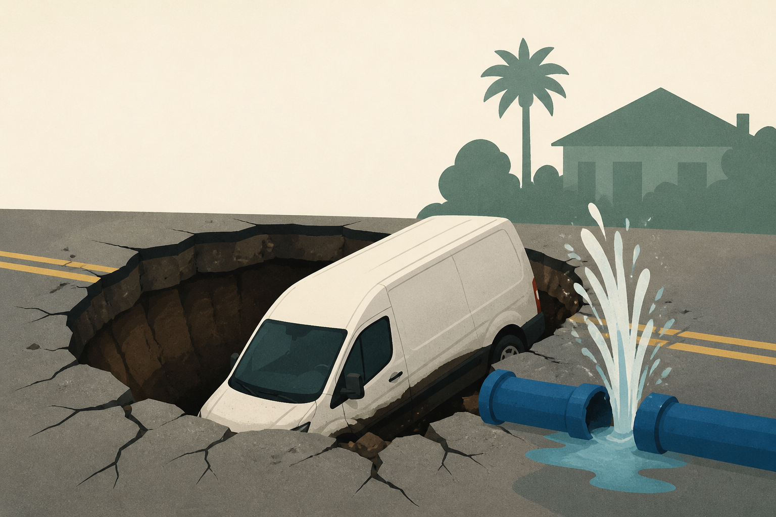 Massive sinkhole nearly swallows van on residential street in Los Feliz after water main break