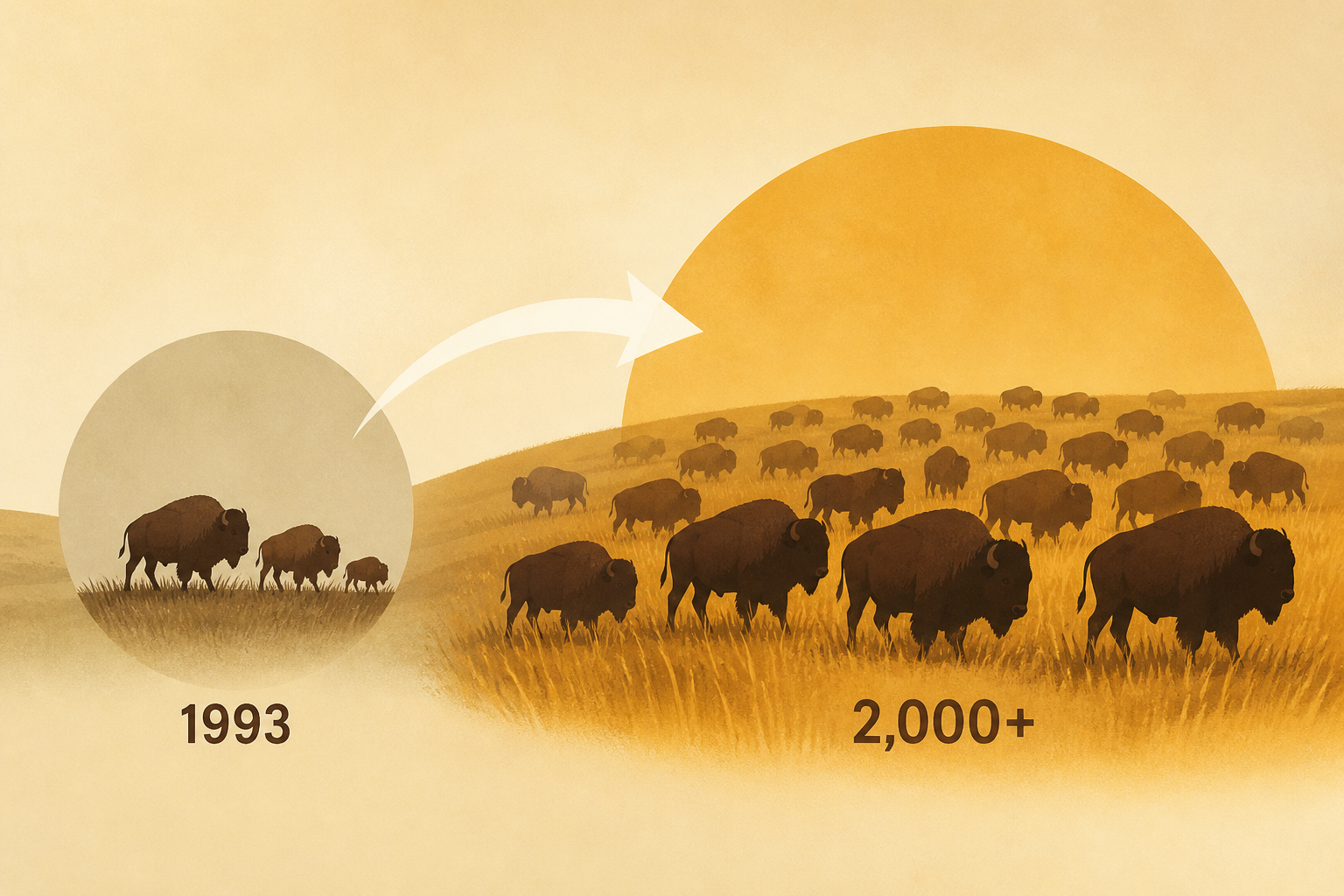 300 Bison Were Released In Oklahoma In 1993, And Now More Than 2,000 Roam The Prairie